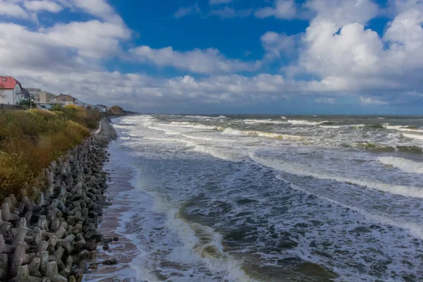 Bela Caminhada Outono Mar Báltico Polonês Longo Costa Ustronie Morskie — Fotografia de Stock