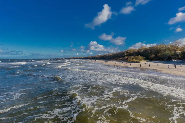 Passeio Praia Kolberg Mar Báltico Polonês Polônia — Fotografia de Stock