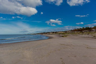 Polonya Baltık Denizi 'nde güzel bir sonbahar yürüyüşü Kolberg - Polonya