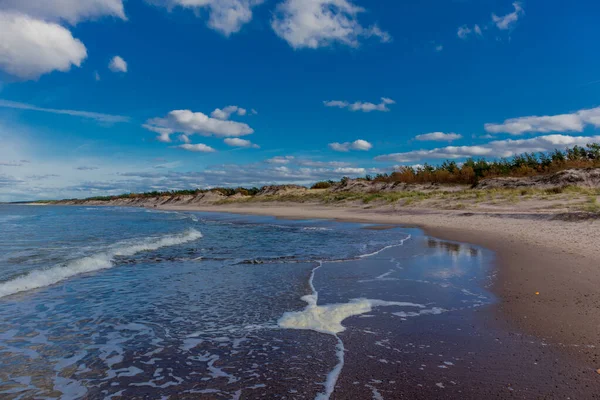 Gyönyörű Strand Séta Jamno Folyó Torkolatához Lengyel Balti Tengeren Lengyelország — Stock Fotó