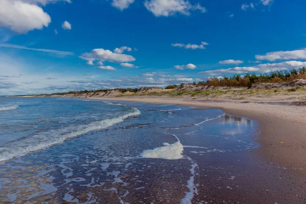 Gyönyörű Strand Séta Jamno Folyó Torkolatához Lengyel Balti Tengeren Lengyelország — Stock Fotó