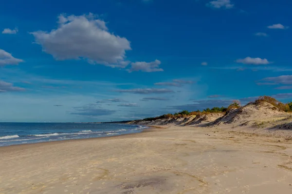 Gyönyörű Strand Séta Jamno Folyó Torkolatához Lengyel Balti Tengeren Lengyelország — Stock Fotó