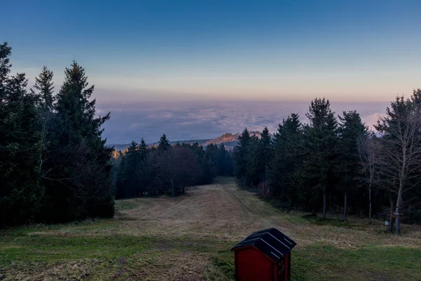 インセルスベルクのテューリンゲンの森の最高点の美しい夕日 テューリンゲン自由州 ドイツ — ストック写真