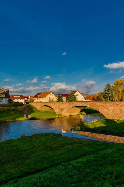 Знайомство Прекрасним Брейтунгеном Річці Верра Тюрингія — стокове фото