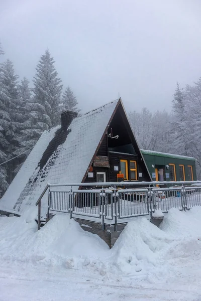 Gyönyörű Téli Táj Türingiai Erdő Magaslatain Schmiedefeld Közelében Türingia — Stock Fotó