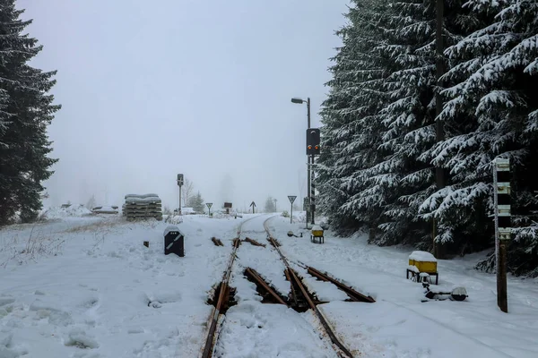 Hermoso Paisaje Invernal Las Alturas Del Bosque Turingia Cerca Schmiedefeld — Foto de Stock