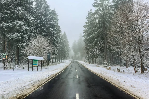 Prachtig Winterlandschap Hoogten Van Het Thüringer Woud Bij Schmiedefeld Thüringen — Stockfoto