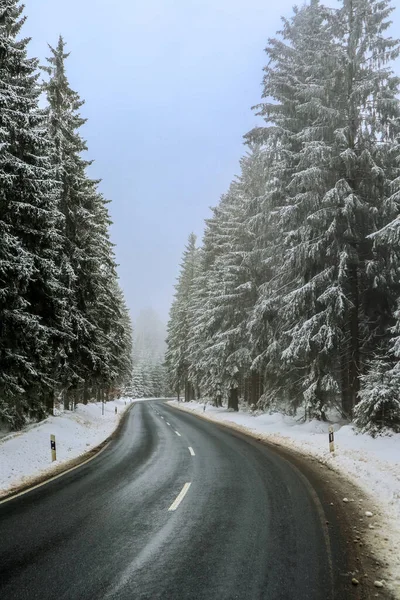 Prachtig Winterlandschap Hoogten Van Het Thüringer Woud Bij Schmiedefeld Thüringen — Stockfoto