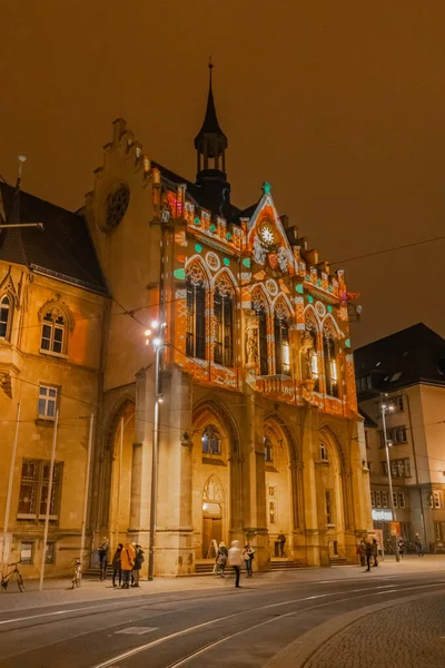 Świąteczne Odkrycie Zwiedzanie Pięknego Starego Miasta Erfurt Turyngia — Zdjęcie stockowe