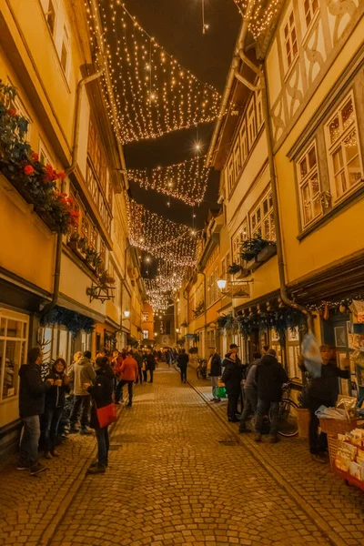 Christmas Discovery Tour Beautiful Old Town Erfurt Thuringia — Stock Photo, Image