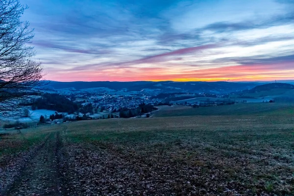 Winter Evening Walk Beautiful Evening Light Schmalkalden Thuringia Germany — Stockfoto