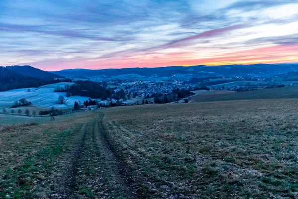 Winterabendspaziergang Durch Das Schöne Abendlicht Von Schmalkalden Thüringen Deutschland — Stockfoto