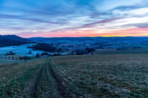 Winter Evening Walk Beautiful Evening Light Schmalkalden Thuringia Germany — Fotografia de Stock