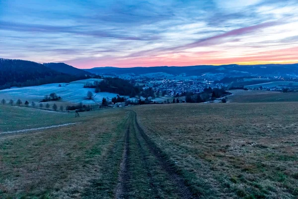 Winter Evening Walk Beautiful Evening Light Schmalkalden Thuringia Germany — Stockfoto