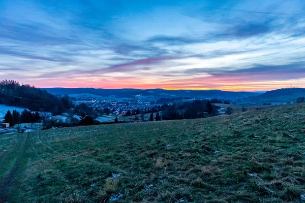 Zimní Večer Procházka Krásným Večerním Světlem Schmalkalden Durynsko Německo — Stock fotografie