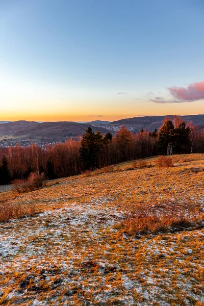 Sunset Hike Longo Rennsteig Nas Proximidades Steinbach Hallenberg Alemanha — Fotografia de Stock