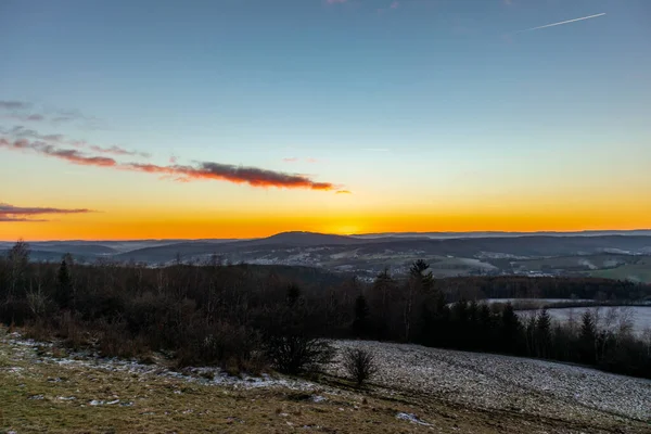 Sunset Hike Podél Rennsteig Blízkosti Steinbach Hallenberg Německo — Stock fotografie