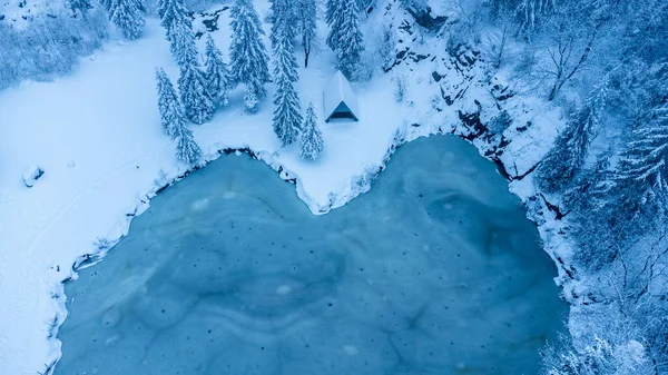 Beautiful Winter Hike Mountain Lake Rennsteig Floh Seligenthal Germany — Fotografia de Stock