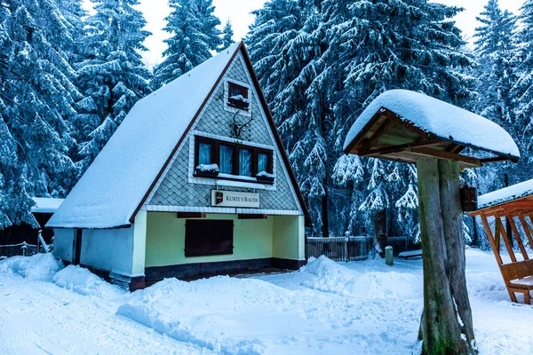 Hermosa Excursión Invierno Lago Montaña Rennsteig Cerca Floh Seligenthal Alemania — Foto de Stock