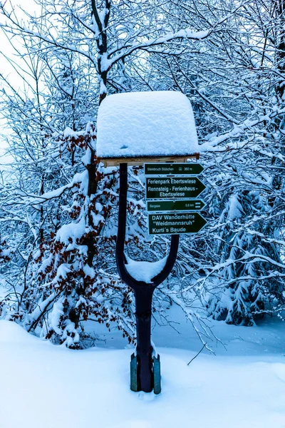 Beautiful Winter Hike Mountain Lake Rennsteig Floh Seligenthal Germany — Fotografia de Stock