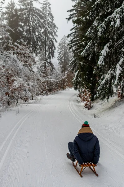 Ännu Vinterpromenad Längs Rennsteig Det Vackraste Vinterlandskapet Tyskland — Stockfoto