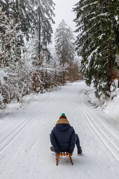 Ännu Vinterpromenad Längs Rennsteig Det Vackraste Vinterlandskapet Tyskland — Stockfoto