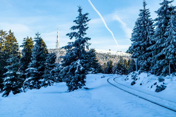 Unterwegs Der Wunderschönen Winterlandschaft Durch Den Schönen Harz Brocken Sachsen — Stockfoto