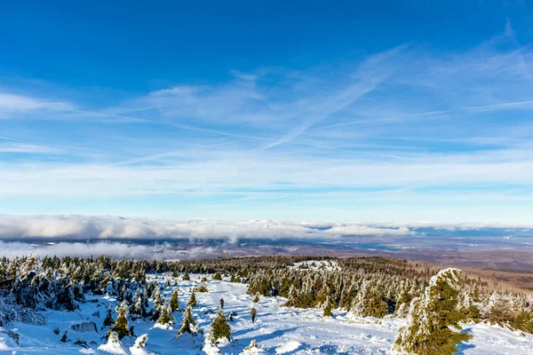 Silnici Krásné Zimní Krajině Přes Krásné Harz Hory Brocken Sasko — Stock fotografie