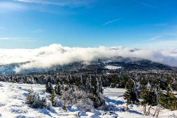Road Beautiful Winter Landscape Beautiful Harz Mountains Brocken Saxony Anhalt — Stock Photo, Image