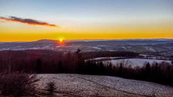 Sunset Hike Rennsteig Steinbach Hallenberg Germany — ストック写真