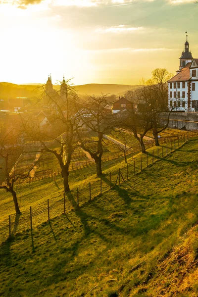 Прокручуйте Старе Місто Шмалькальден Заході Сонця Тюрингії Німеччина — стокове фото