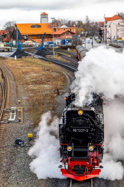 Harz Dağları 'nın kapılarındaki güzel Wernigerode kasabasını keşfetmek - Saksonya-Anhalt - Almanya