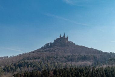 Baden-Wuerttemberg-Almanya 'nın muhteşem Hohenzollern Şatosu' nun etrafında bahar keşfi turu