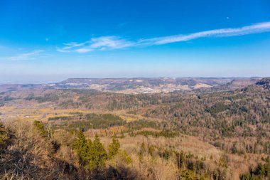Baden-Wuerttemberg-Almanya 'nın muhteşem Hohenzollern Şatosu' nun etrafında bahar keşfi turu