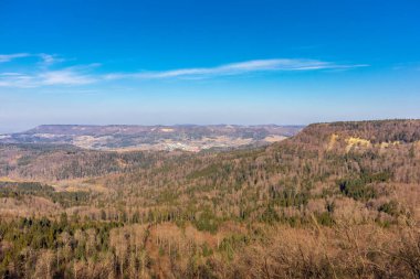 Baden-Wuerttemberg-Almanya 'nın muhteşem Hohenzollern Şatosu' nun etrafında bahar keşfi turu