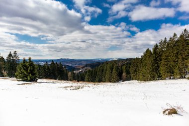 Steinbach-Hallenberg yakınlarındaki Thuringian Ormanı 'ndaki dağ kurtarma kulübesine yürüyün.