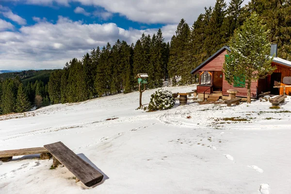 Hike Mountain Rescue Hut Thuringian Forest Steinbach Hallenberg Germany — Stock Photo, Image