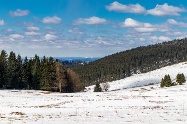Steinbach-Hallenberg yakınlarındaki Thuringian Ormanı 'ndaki dağ kurtarma kulübesine yürüyün.