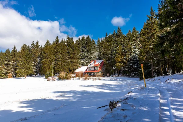 Caminata Cabaña Rescate Montaña Bosque Turingia Cerca Steinbach Hallenberg Alemania — Foto de Stock