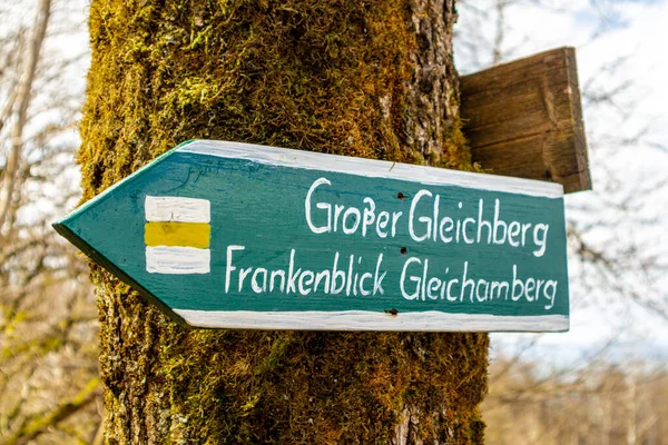 Caminhada Até Gleichberge Perto Rmhild Sul Turíngia Turíngia Alemanha — Fotografia de Stock
