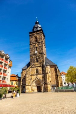 Gotha, Thüringen ve Almanya 'da park manzarasında sıcak bir gün.