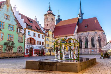 Paskalya 'da eski Schmalkalden kasabasında dolaş - Thüringen - Almanya