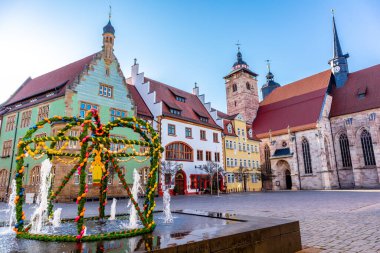 Paskalya 'da eski Schmalkalden kasabasında dolaş - Thüringen - Almanya