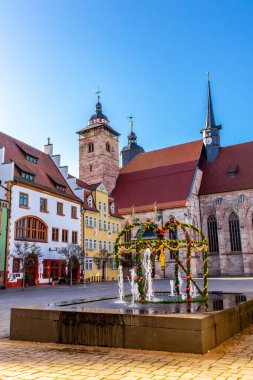 Paskalya 'da eski Schmalkalden kasabasında dolaş - Thüringen - Almanya
