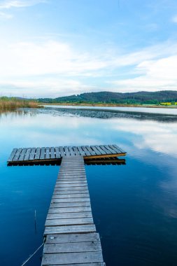 Breitungen Gölü 'nde yaz yürüyüşü muhteşem güneş ışığı altında - Thüringen - Almanya