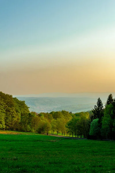 德国图林根塔尔附近图林根森林高地神奇的日落 图林根 — 图库照片