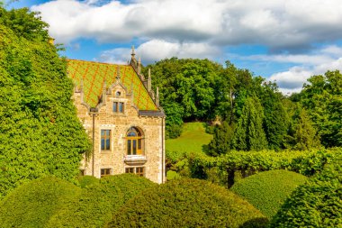 Bad Liebenstein - Thuringia - Almanya yakınlarındaki Altenstein 'daki güzel parkta yaz yürüyüşü.