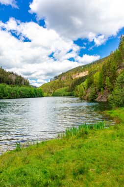 Oberweibach - Thüringen - Almanya yakınlarındaki Leibis-Lichte barajı etrafında yürüyüş