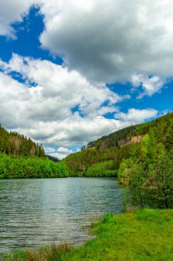 Oberweibach - Thüringen - Almanya yakınlarındaki Leibis-Lichte barajı etrafında yürüyüş