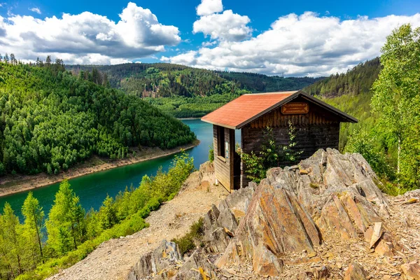 Caminhada Torno Barragem Leibis Lichte Perto Oberweibach Turíngia Alemanha — Fotografia de Stock